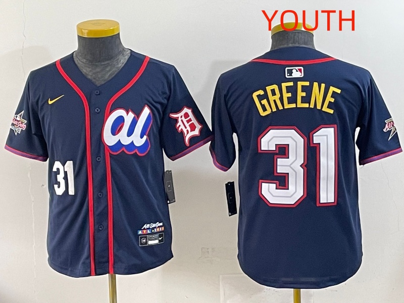 Youth  2025 Detroit Tigers #31 Greene Drak Blue All star Nike MLB Jersey style 2